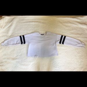 Cropped Long Sleeve Shirt, White With Black Stripes